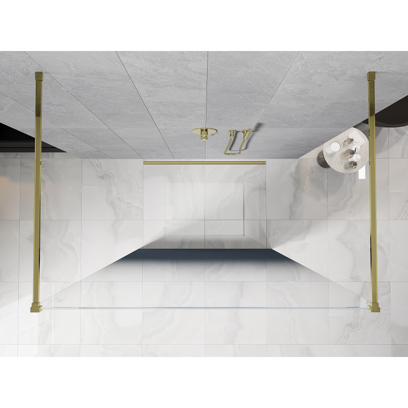 Mexen Kioto samostatná sprchová stena 150 x 200 cm, modré ombre 8 mm, zlatá - 800-150-002-50-46