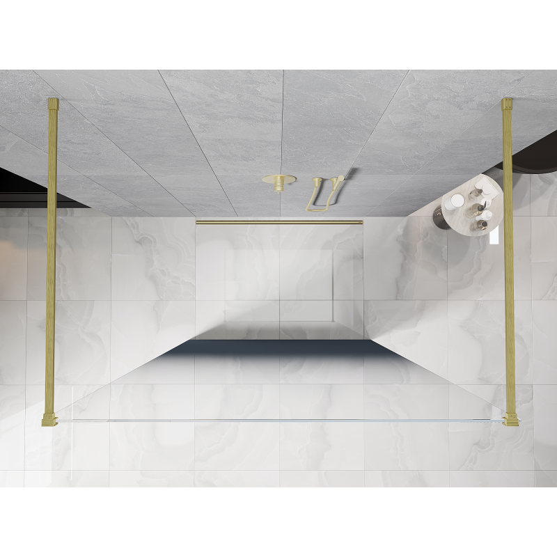 Mexen Kioto voľne stojaca sprchová stena 100 x 200 cm, modrá ombre 8 mm, zlatá brúsená - 800-100-002-55-46