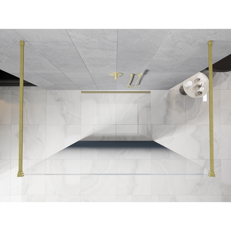 Mexen Kioto samostatne stojaca sprchová stena 110 x 200 cm, ombre modrá 8 mm, zlatá kartáčovaná - 800-110-002-55-46