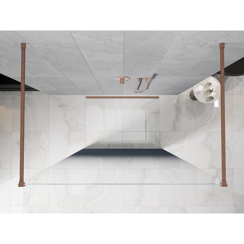 Mexen Kioto voľne stojaca sprchová stena 100 x 200 cm, modrá ombre 8 mm, brúsená meď - 800-100-002-65-46