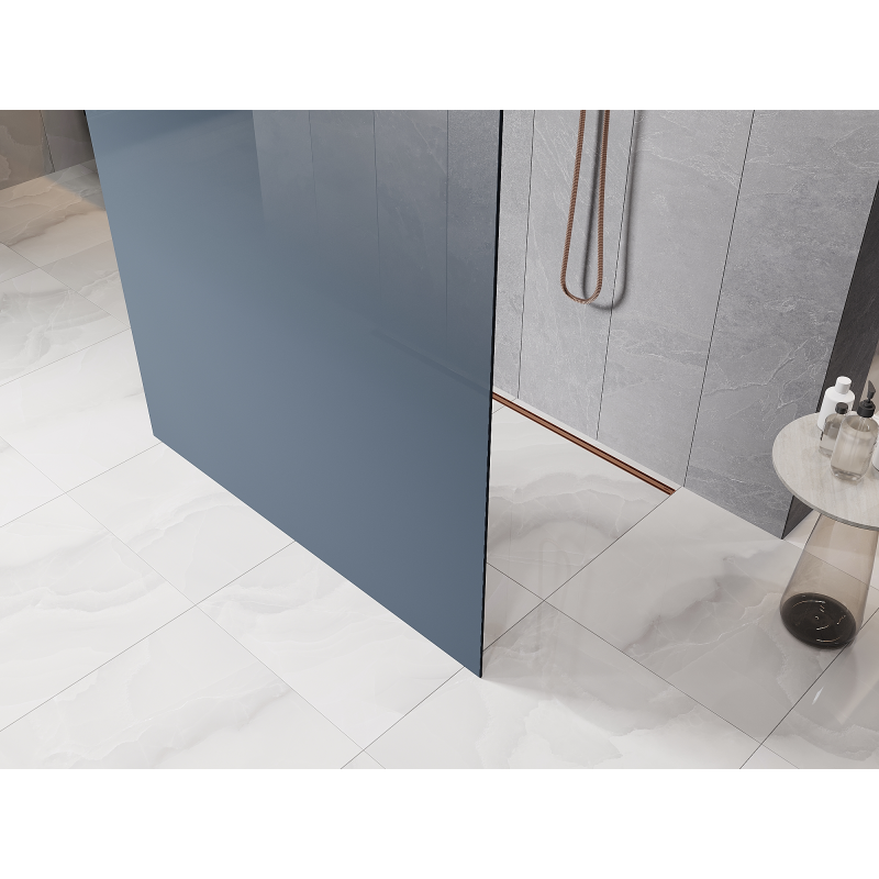 Mexen Kioto voľne stojaca sprchová stena 140 x 200 cm, modré ombre 8 mm, brúsená meď - 800-140-002-65-46