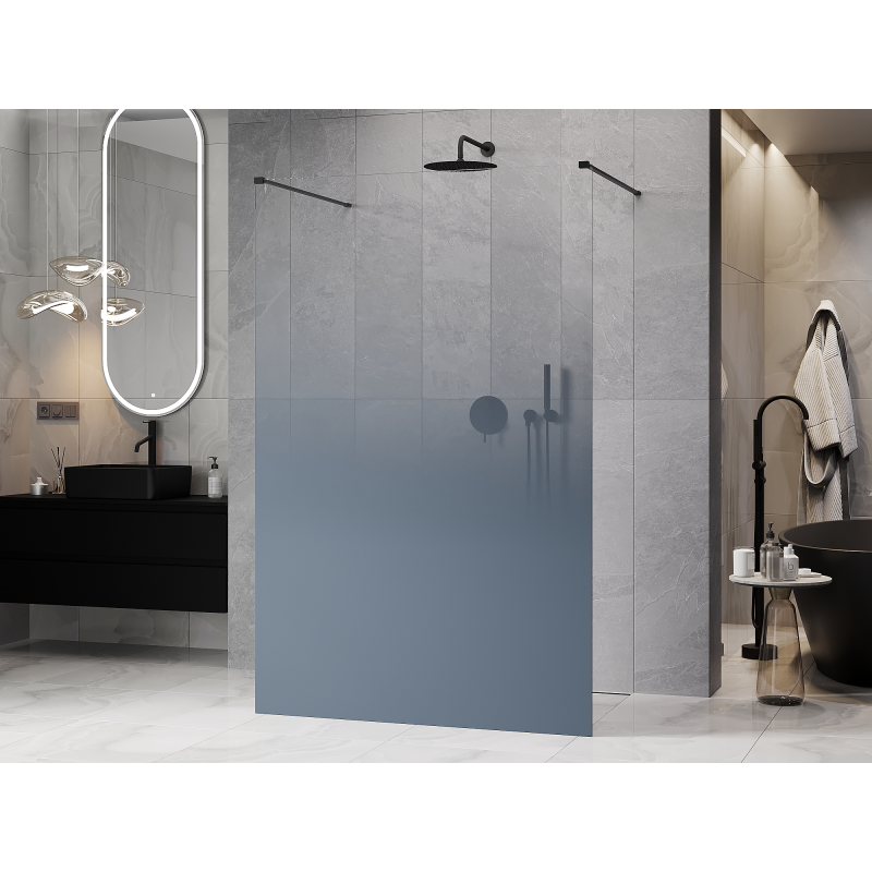 Mexen Kioto samostatne stojaca sprchová stena 100 x 200 cm, ombre modrá 8 mm, čierna - 800-100-002-70-46