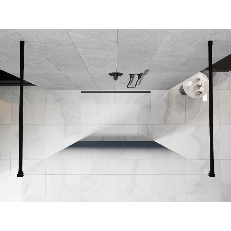 Mexen Kioto samostatne stojaca sprchová stena 100 x 200 cm, ombre modrá 8 mm, čierna - 800-100-002-70-46