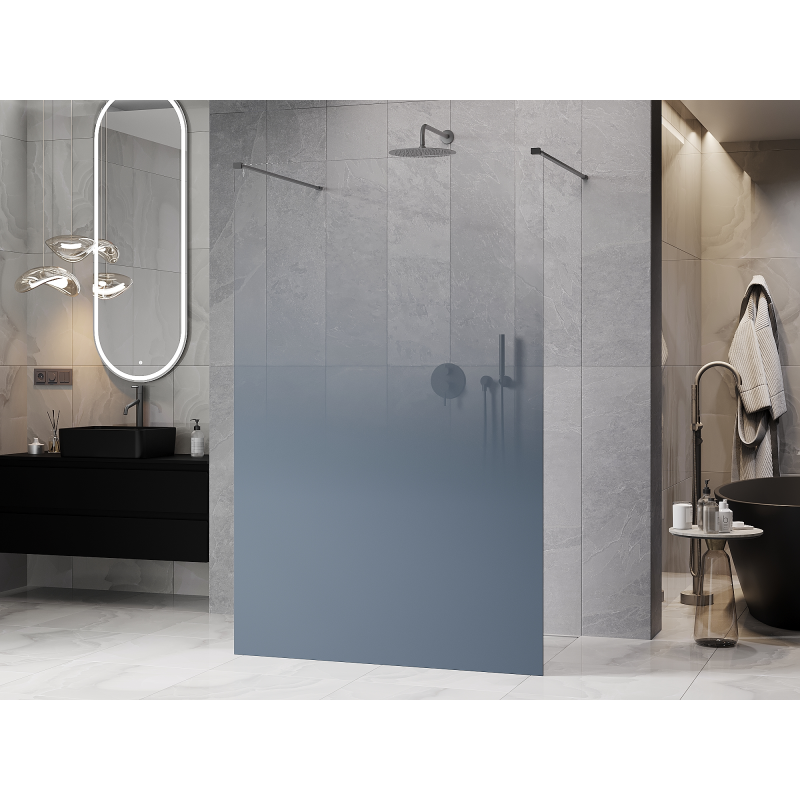 Mexen Kioto samostatne stojaca sprchová stena 150 x 200 cm, ombre modrá 8 mm, gun metal - 800-150-002-95-46