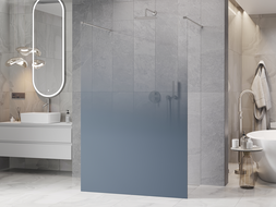 Mexen Kioto samostatne stojaca sprchová stena 100 x 200 cm, modrá ombre 8 mm, brúsený nikel - 800-100-002-97-46
