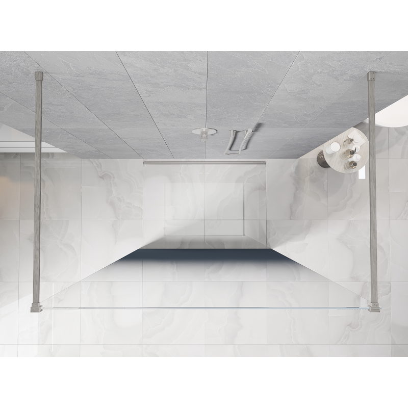 Mexen Kioto voľne stojaca sprchová stena 150 x 200 cm, modrá ombre 8 mm, brúsený nikel - 800-150-002-97-46
