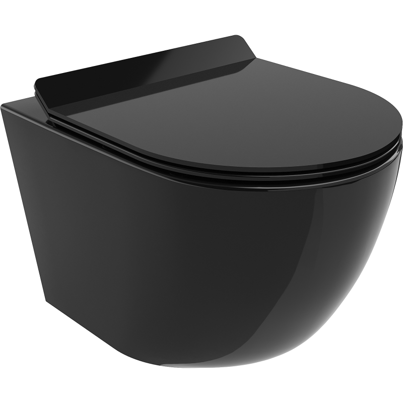 Mexen Lena wc misa Rimless s doskou s pomalým zatváraním slim, duroplast, čierny lesk - 30224070
