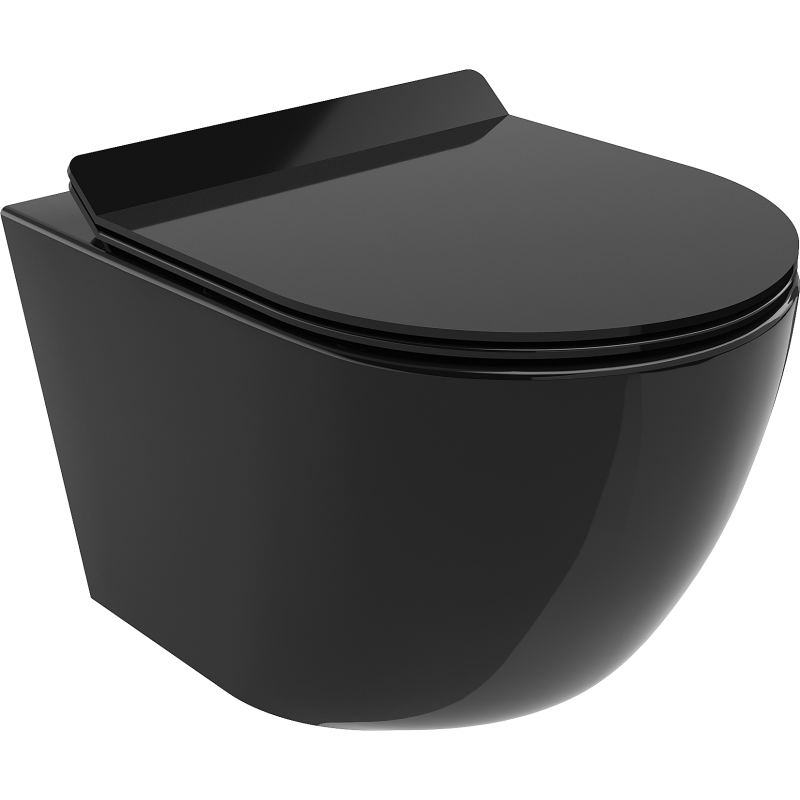 Mexen Lena WC misa Rimless s doskou so spomaleným pádom slim, duroplast, čierny lesk - 30224070
