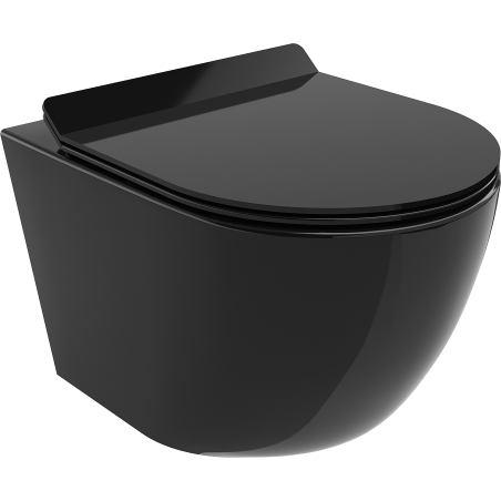Mexen Lena WC misa Rimless s doskou so spomaleným pádom slim, duroplast, čierny lesk - 30224070