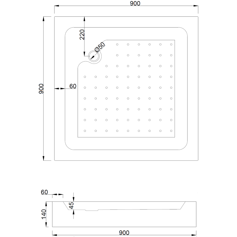 Mexen Rio štvorcový sprchový kút 90 x 90 cm, biely - 45109090