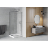 Mexen Rio štvorcový sprchový kút 80 x 80 cm, priehľadný, chróm + sprchová vanička , biela - 860-080-080-01-00-4510