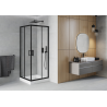 Mexen Rio štvorcový sprchovací kút 90 x 90 cm, transparentný, čierny + sprchová vanička, biela - 860-090-090-70-00-4510