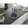 Mexen Kevin granitový drez s 1 komorou s odkvapkávačom a kuchynskou batériou Telma, sivý - 6517-71-670200-70