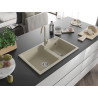 Mexen Tomas granitový drez s dvoma komorami 800 x 500 mm, béžový, sifón chróm - 6516802000-69