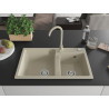 Mexen Tomas granitový drez s dvoma komorami 800 x 500 mm, béžový, sifón chróm - 6516802000-69