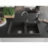 Mexen Tomas granitový drez 2-komorový 800 x 500 mm, čierny/zlatý metalik, sifón chróm - 6516802000-75