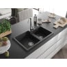 Mexen Tomas drez z granitu 2-komorový 800 x 500 mm, čierny, sifón chróm - 6516802000-77