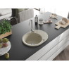 Mexen Kevin granitový drez 1-komorový s odkvapkávačom 586 x 458 mm, béžový, sifón chróm - 6517581005-69