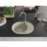 Mexen Kevin granitový drez 1-komorový s odkvapkávačom 586 x 458 mm, béžový, sifón chróm - 6517581005-69