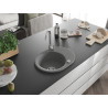 Mexen Kevin granitový drez jednokomorový s odkvapkávačom 586 x 458 mm, sivý, chromový sifón - 6517581005-71