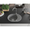 Mexen Kevin granitový drez jednokomorový s odkvapkávačom 586 x 458 mm, sivý, chromový sifón - 6517581005-71