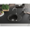 Mexen Kevin granitový drez 1-komorový s odkvapkávacou plochou 586 x 458 mm, čierny/zlatý metalík, chrómový sifón