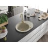 Mexen Kevin granitový drez 1-komorový s odkvapkávačom 586 x 458 mm, béžový, zlatý sifón - 6517581005-69-G