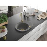 Mexen Kevin granitový drez 1-komorový s odkvapkávačom 586 x 458 mm, šedý, sifón zlatý - 6517581005-71-G