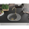 Mexen Kevin granitový drez 1-komorový s odkvapkávačom 586 x 458 mm, šedý, sifón zlatý - 6517581005-71-G
