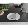 Mexen Kevin granitový kuchynský drez 1-komorový s odkvapkávačom 586 x 458 mm, biely, čierny sifón - 6517581005-20-B