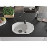 Mexen Kevin žulový kuchynský drez 1-komorový s odkvapkávačom 586 x 458 mm, biely, čierny sifón - 6517581005-20-B