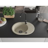 Mexen Kevin granitový drez 1-komorový s odkvapkávačom 586 x 458 mm, béžový, čierny sifón - 6517581005-69-B