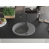 Mexen Kevin granitový kuchynský drez 1-komorový s odkvapkávacou plochou 586 x 458 mm, sivý, čierny sifón