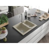 Mexen Carlos Granitový drez 1,5-komorový 582 x 475 mm, béžový, sifón chróm - 6518581500-69
