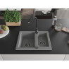 Mexen Carlos granitový drez s 1,5 komorou 582 x 475 mm, sivý, čierny sifón - 6518581500-71-B