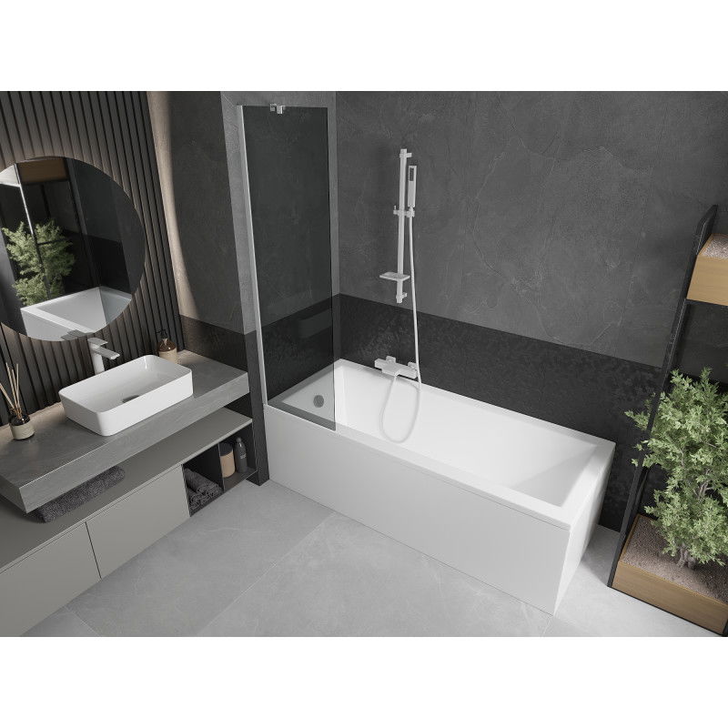 Mexen Next vaňová zástena 1-krídlová 50 x 150 cm, grafit, biela - 895-050-000-00-40-20