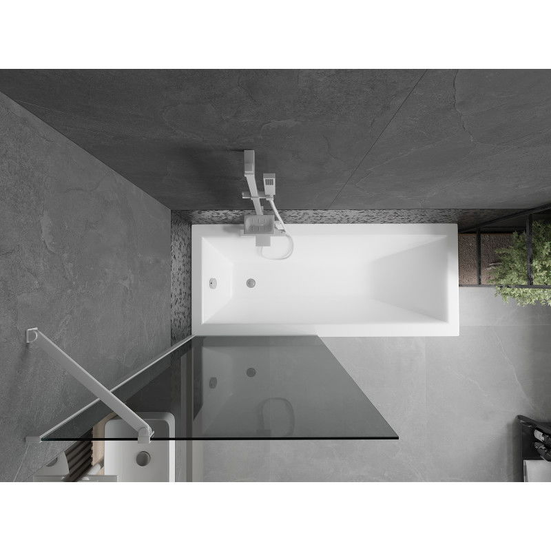 Mexen Next sprchový záves 1-krídlový 80 x 150 cm, grafit, biely - 895-080-000-00-40-20